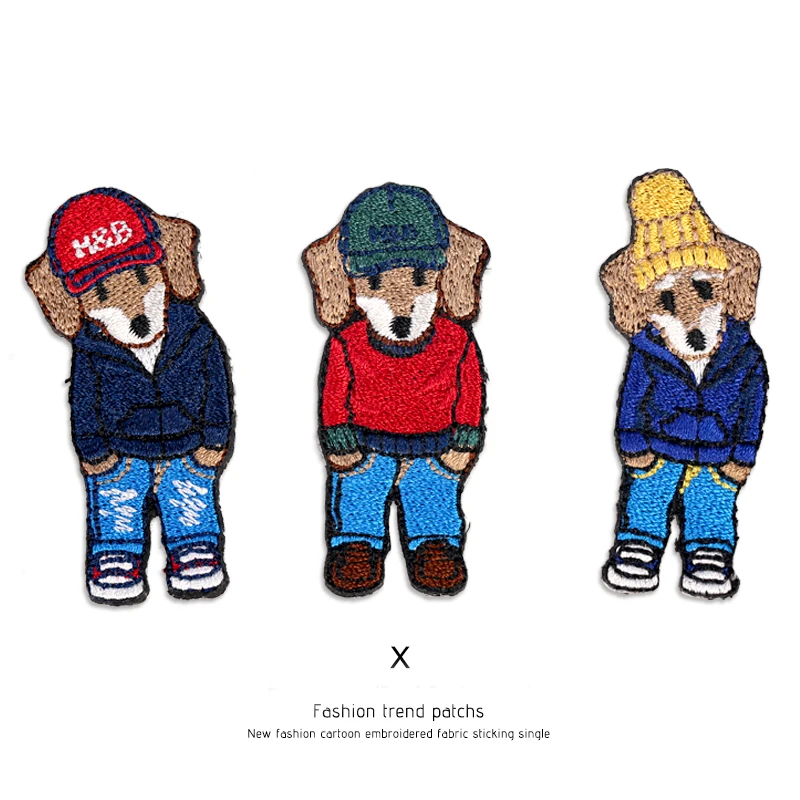 

Cute Dog Boy Iron on Patch Stickers Embroidered Badges on Clothes Sew on Children Patches for Clothing Biker Appliuqe Sewing JOD