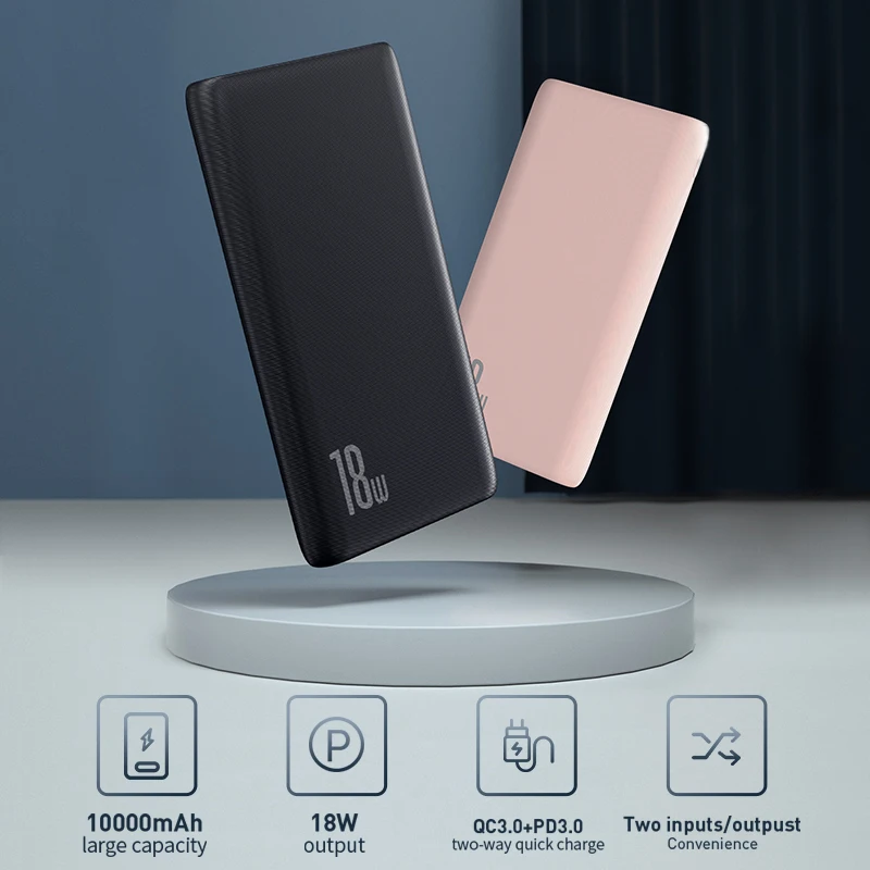 Baseus 18 Вт PD Быстрая зарядка 3 0 портативное зарядное устройство 10000 мАч QC3.0 Type C