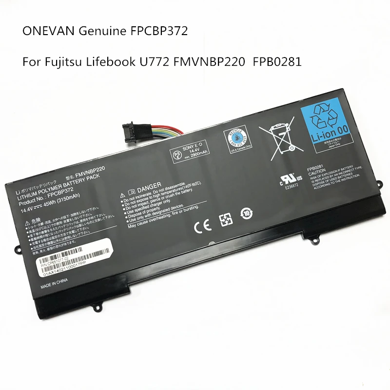 Оригинальный новый аккумулятор onwan FPCBP372 для ноутбука Fujitsu Lifebook U772 FMVNBP220 FPB0281 14 4 В 45