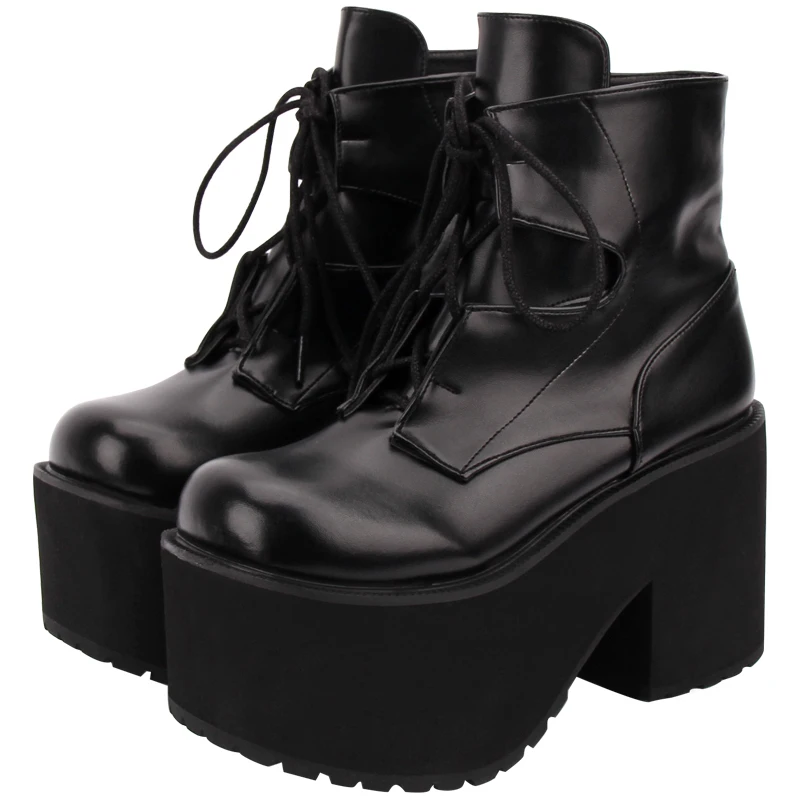 

Princess sweet lolita boots Winter dark punk boots Street muffin slope with PU lace up fashion boots fashion women pu139