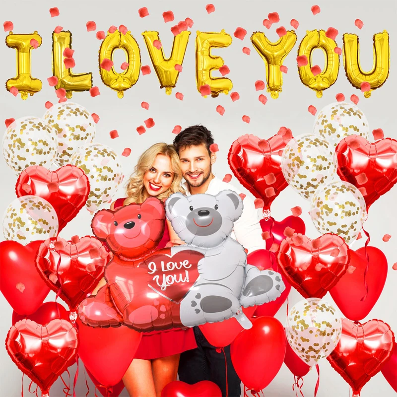 56 шт./компл. красный день Святого Валентина Фотофон с надписью I LOVE YOU