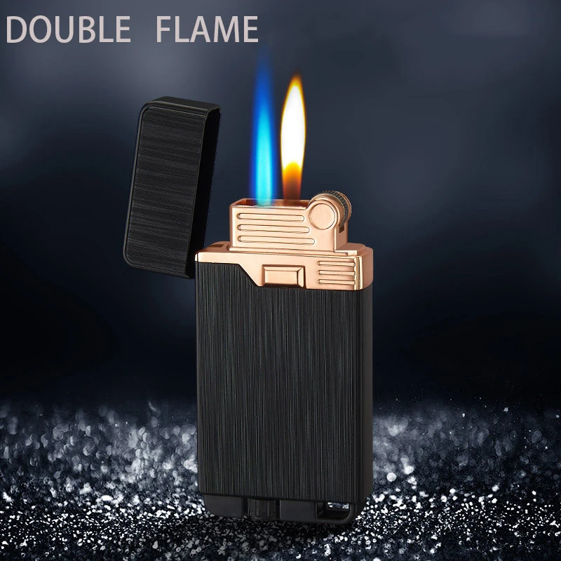 

Metal Gas Lighter Butane Turbo Lighter Two Flames Cigarettes Lighters Metal Lighters Smoking Accessories Gadgets for Men