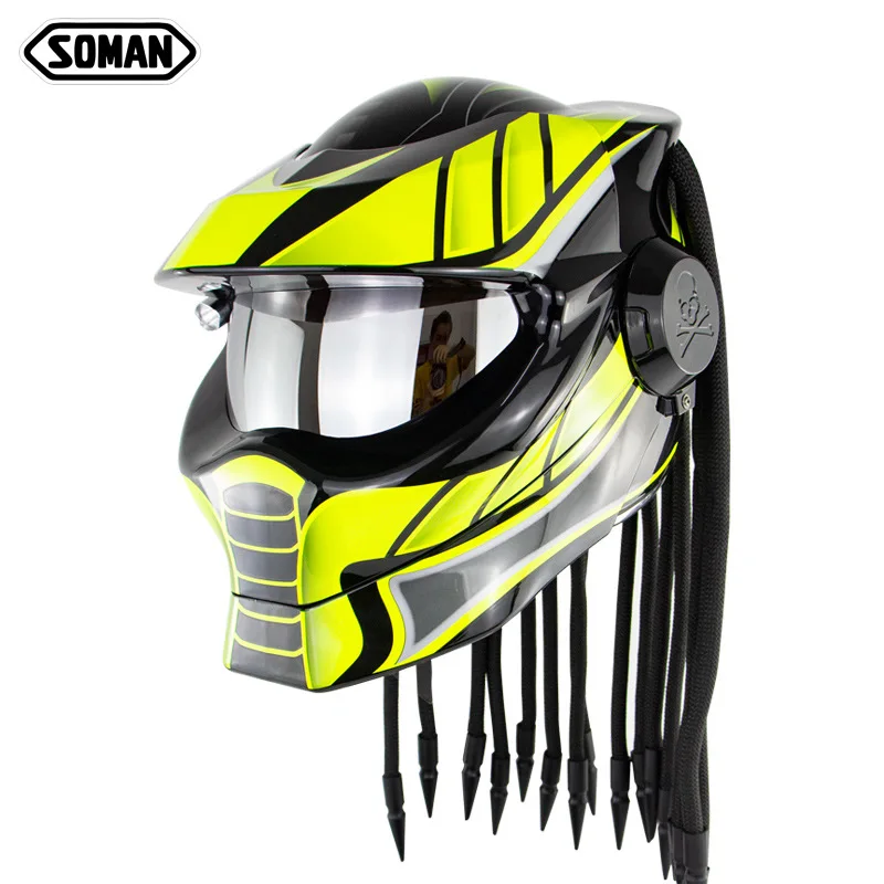Preise Persönlichkeit Trend Eisen Krieger Motorrad Helm Retro Braid Volle Helm Laser Schutzhelm Kreuz Land Helm