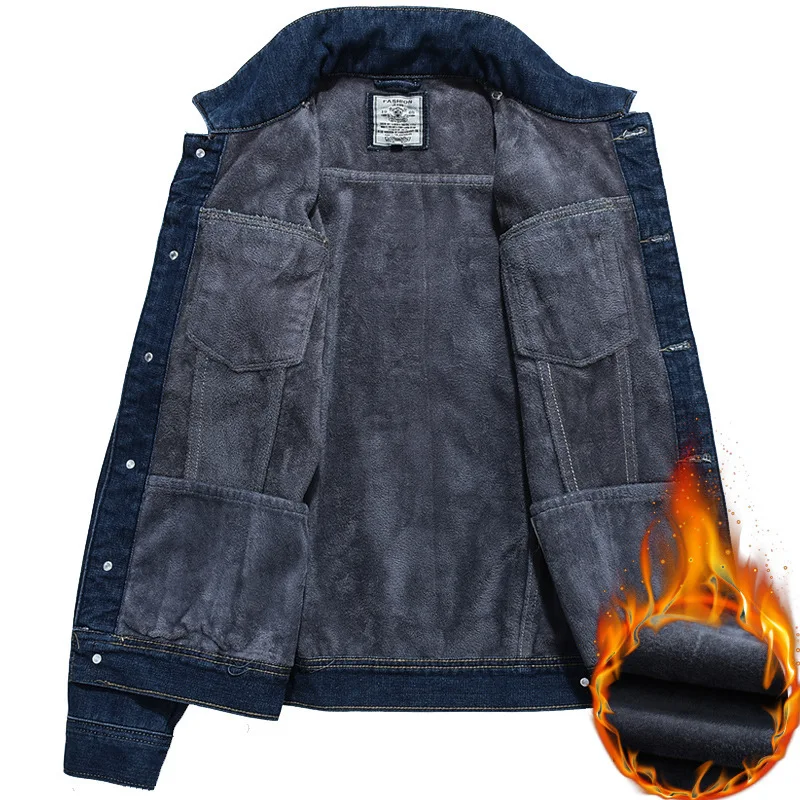 

Jacket Fashion 2021 Men Outwear Jeans Male Cowboy Clothing Autumn Winter New Men's Denim Plush Warm Loose Coat Clothes 5XL