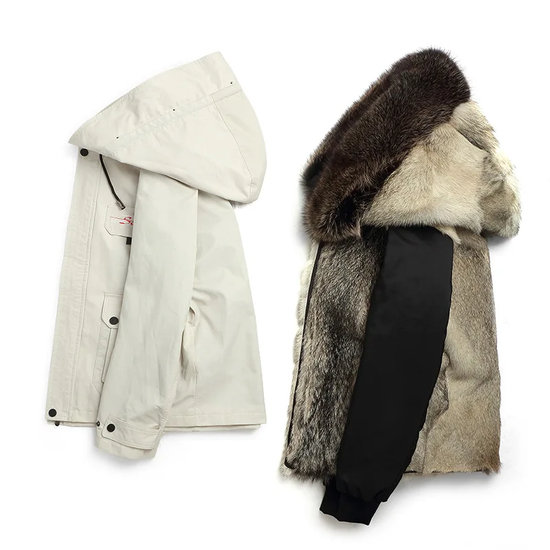 DAJANE Winter Cold Outdoor Thickening Man Fur Wolf Coat Fashion Big Fox Collar parka Hooded Jacket | Мужская одежда