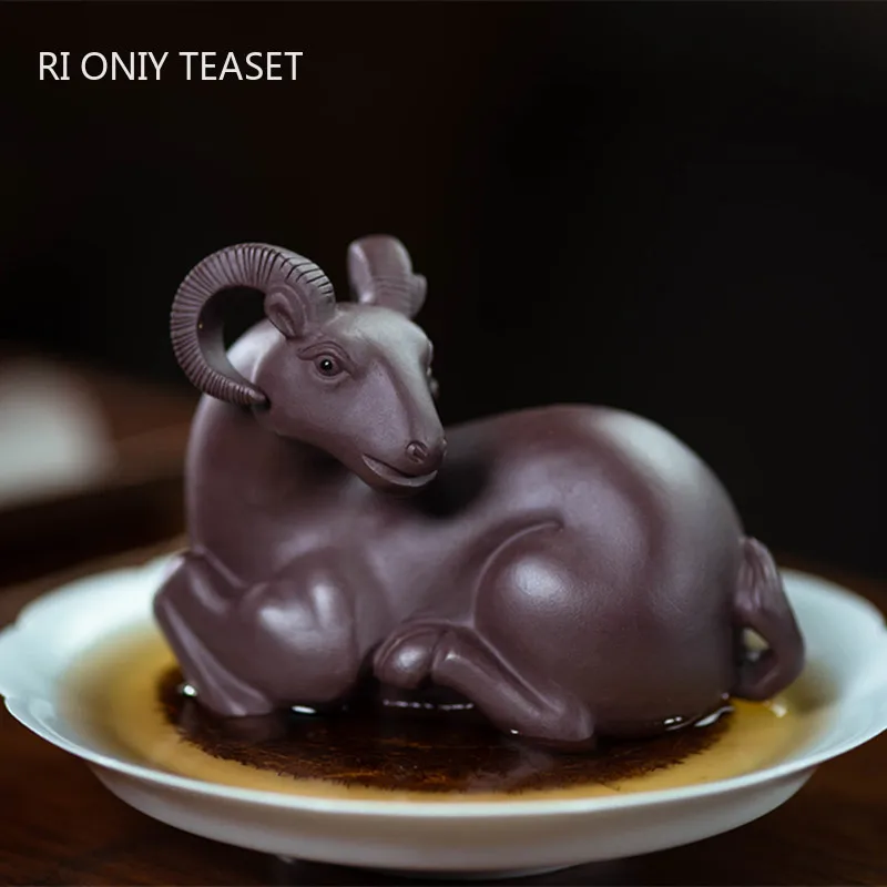 

Китайская исинская модель овцы, Фиолетовый Глиняный чай, домашний питомец, настольная скульптура ручной работы, украшения для сада, бонсай, украшение для дома, чайная фигурка