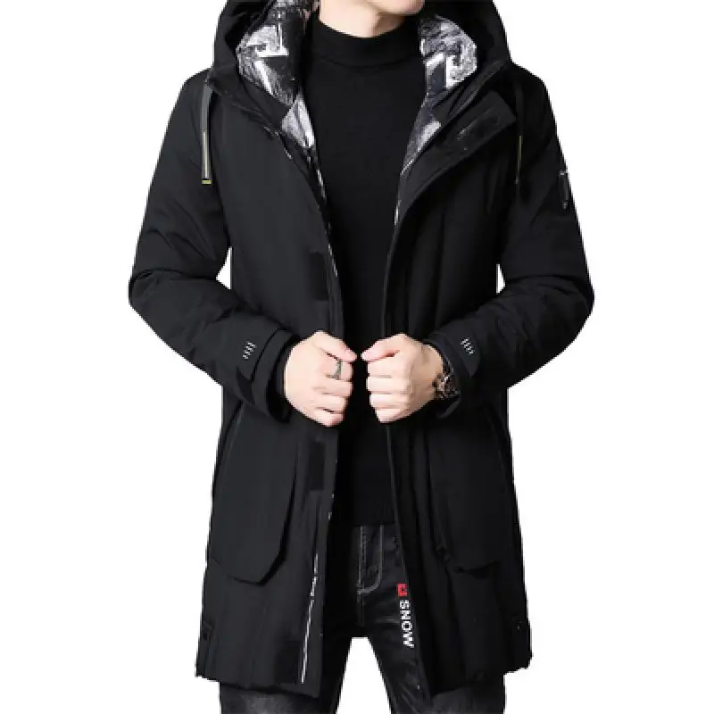 Winter Down Jacket Men Long Overcoat With Hood Thick Coat Men Warm Jacket Fashion Clothing 2021 Harajuku Jacket Japen Style