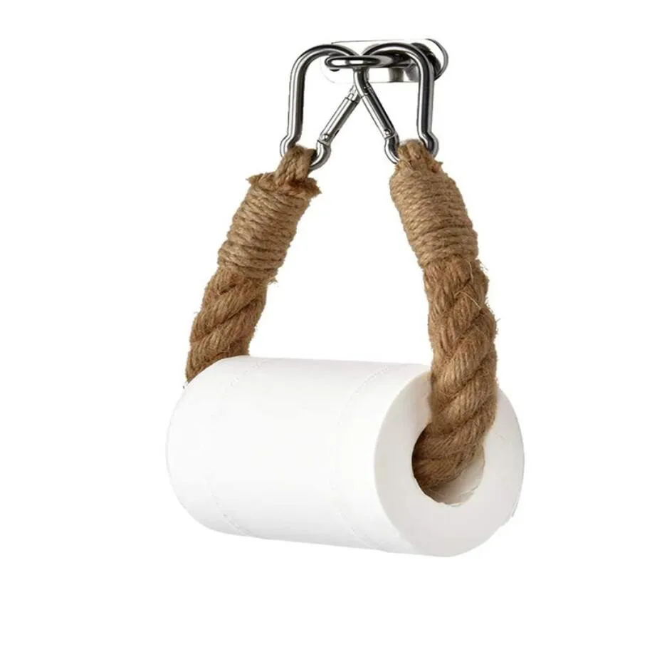 

Rope Roll Papar Holder Towel Ring Wall Mount Hand Towel Rings Paper Towel Holder for Bathroom Rust-Proof Natural Rustic Ropes