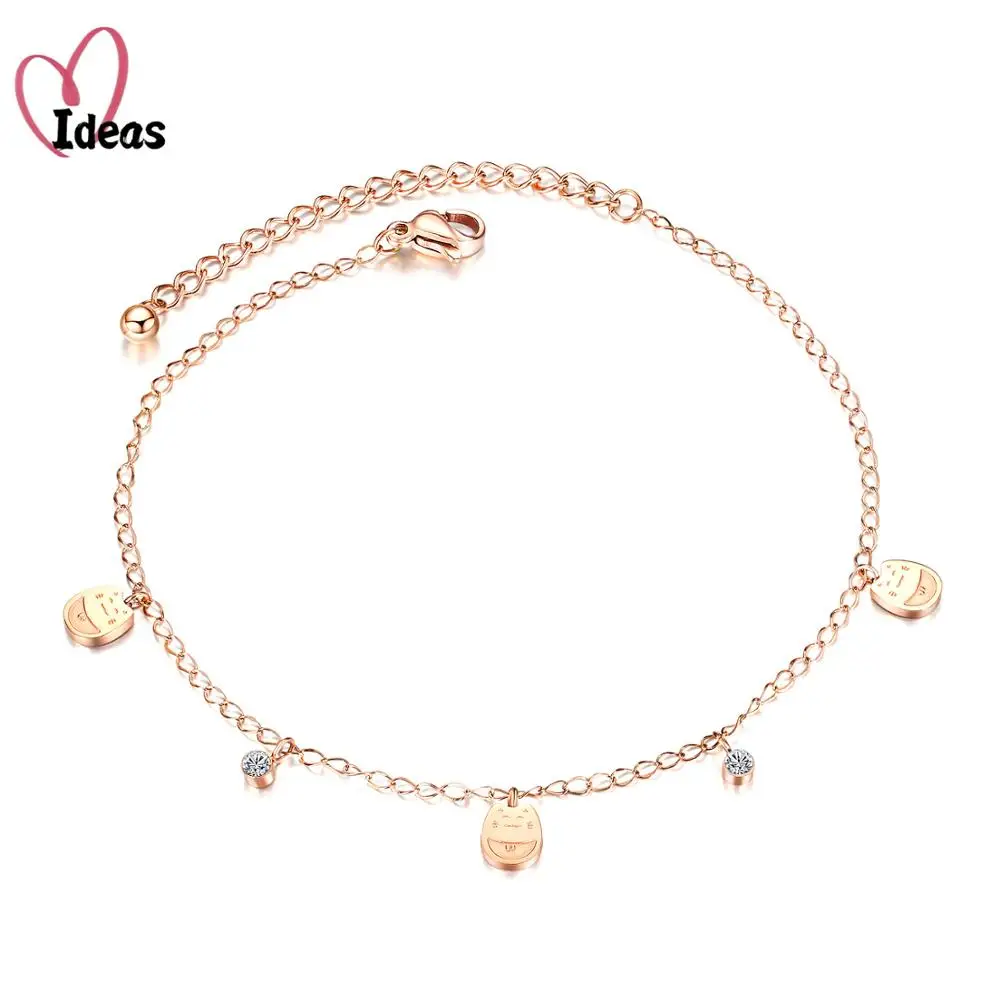 

Fashion Maneki Neko Fortune Cat Lucky CZ Anklet For Women Barefoot Sandals Bracelet Anklets Foot Gothic Boho Jewelry Gift