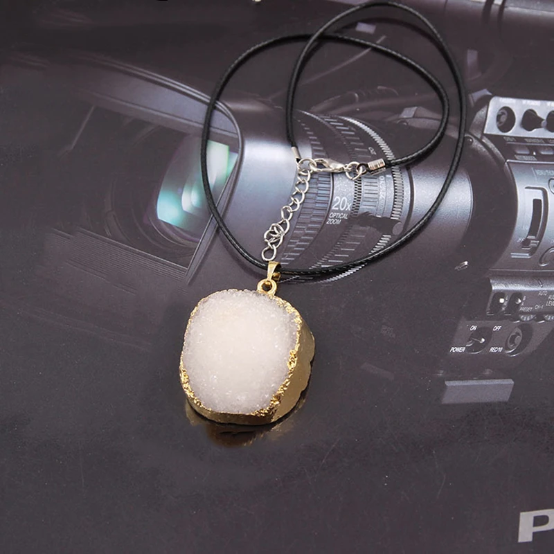 Красочное ожерелье Drusy с друзой модные Асимметричные подвески из натурального