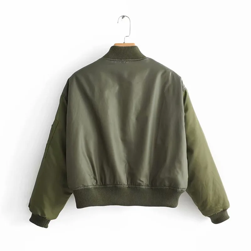 

Artsnie Autumn 2020 Bomber Jacket Women Army Green Warm Zipper Pockets Winter Coat Female Jacket Parkas Femme Chaqueta Mujer 112