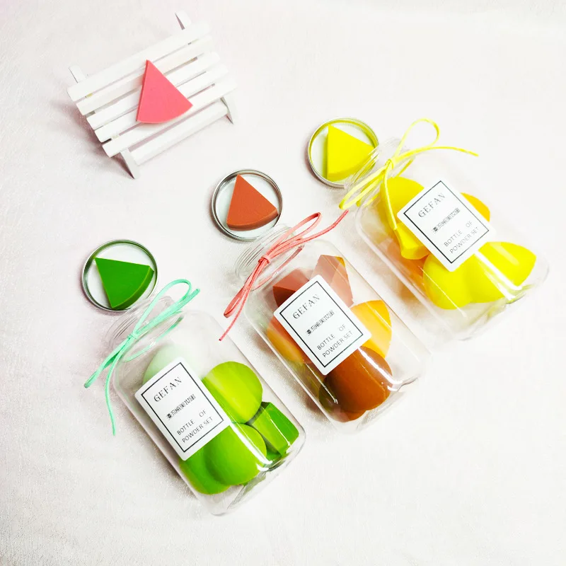 7 шт. в банке косметическая губка-спонж для влажного и сухого макияжа двойного