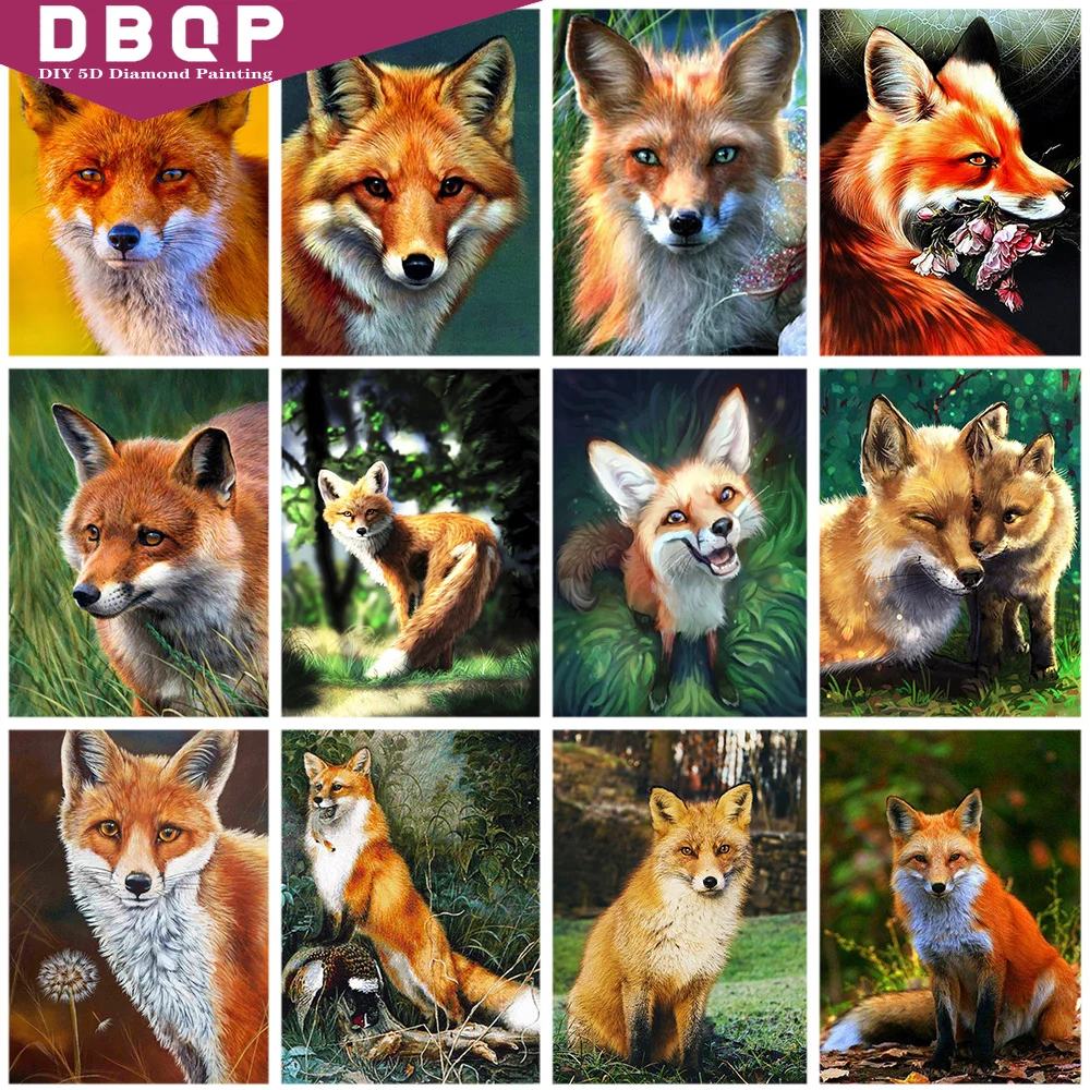 

Fox Pattern 5D DIY Diamond Painting Cross Ctitch Kits Round Drill Diamond Art Crystal Mosaic Embroidery Painting New Year Gift