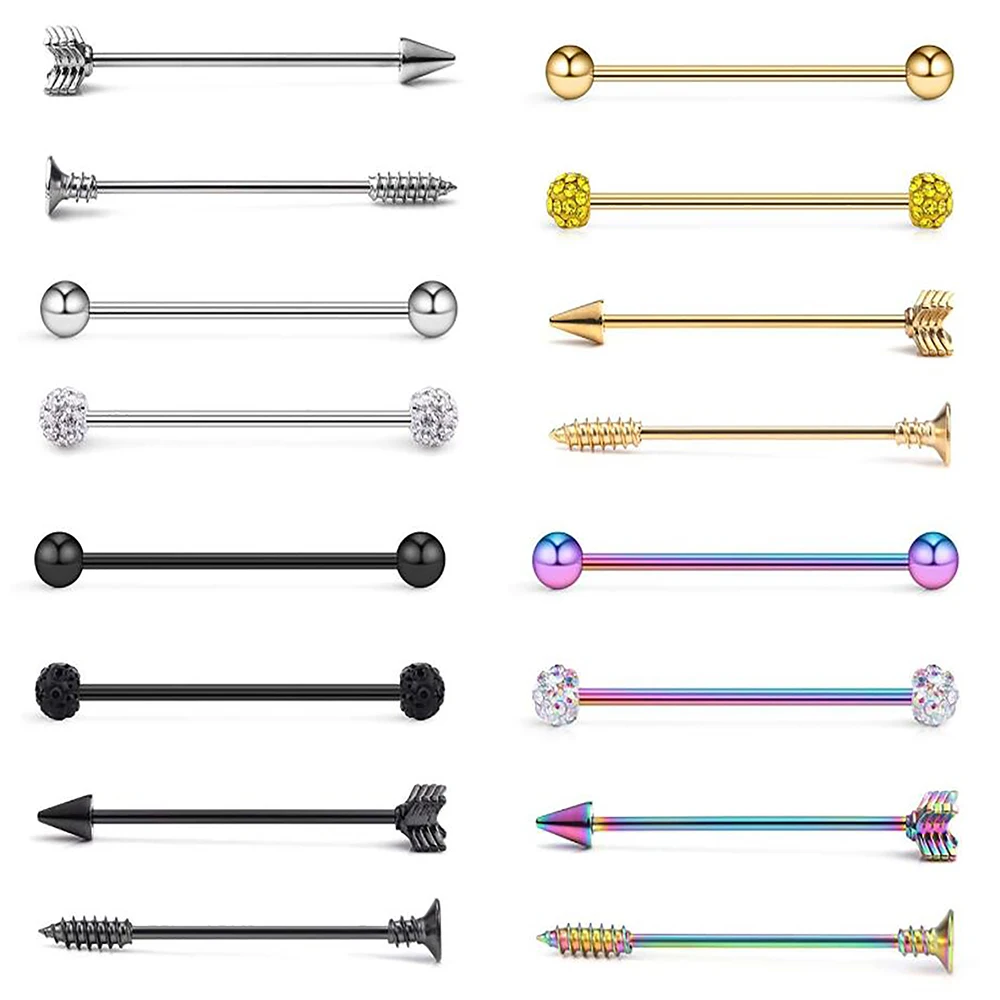 

4Pcs Stainless Steel Industrial Barbell Earring Cartilage Plug Tunnel Body Piercing Jewelry For Women Men Gift
