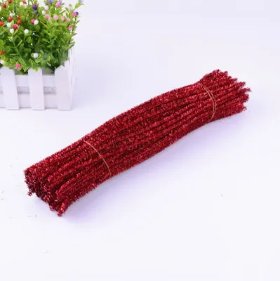 Glitter Red 30*0,6 см блестящий топ, корень волос, кривая палочка для детей, для детского сада, ручной работы, материал для рукоделия, Рождественские елки, вечерние украшения, 100 шт - Цвет: Glitter Red