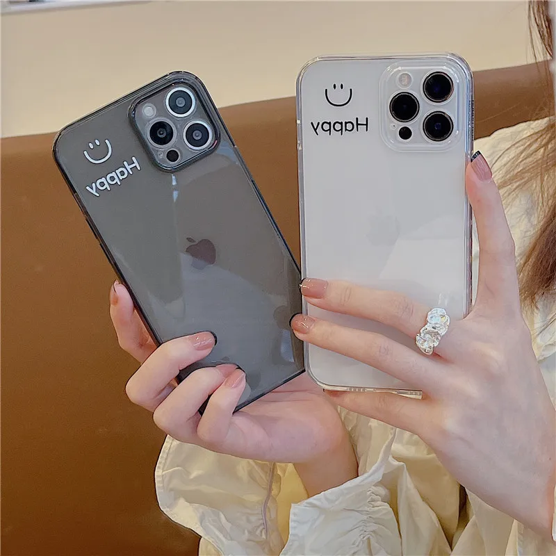 

Phone Case For iPhone 11 12 13 Pro X XR XS Max 7 8 Plus SE 2 Fashion Cartoon Smile Face Letter Clear Soft TPU For iPhone 11 Case