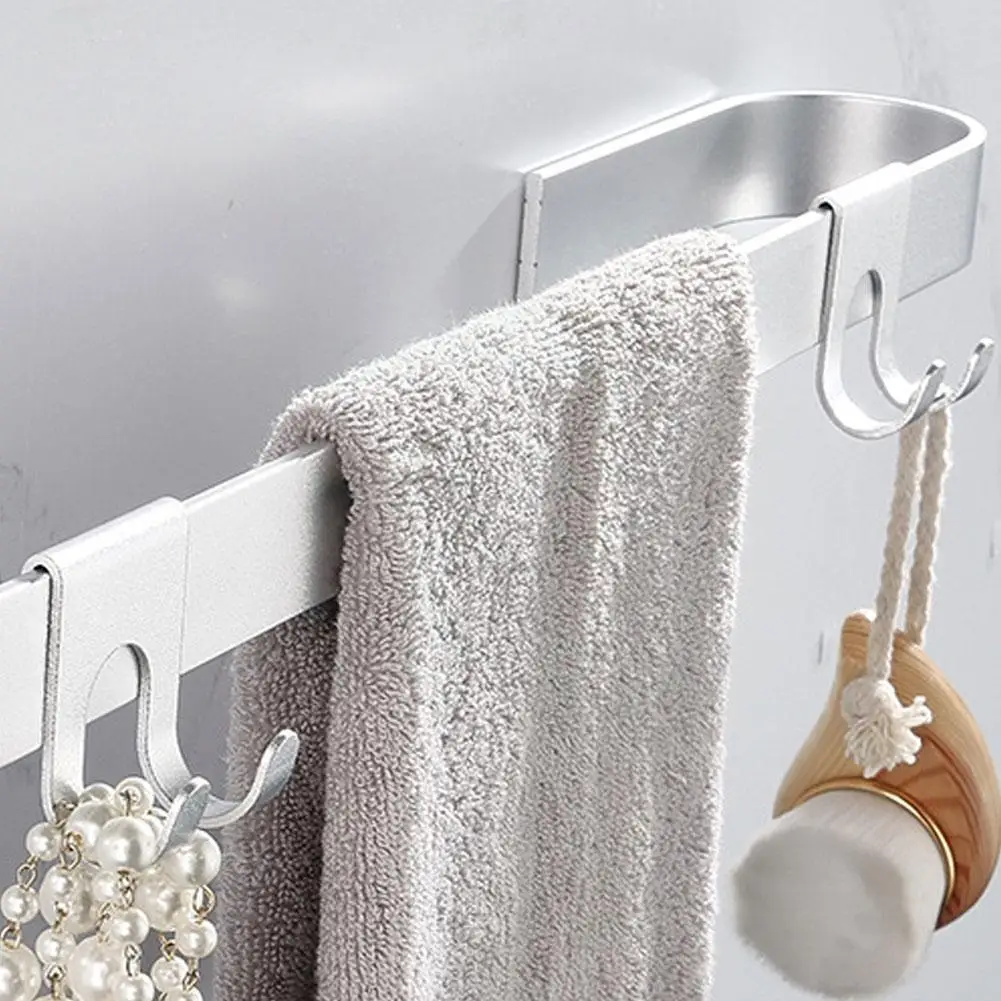 

Mini Space Aluminum Metal Shower Frameless Glass Door Towel Holder Free Hole Rack Hanger Hook Clothes Organizer Bathroo O2o5