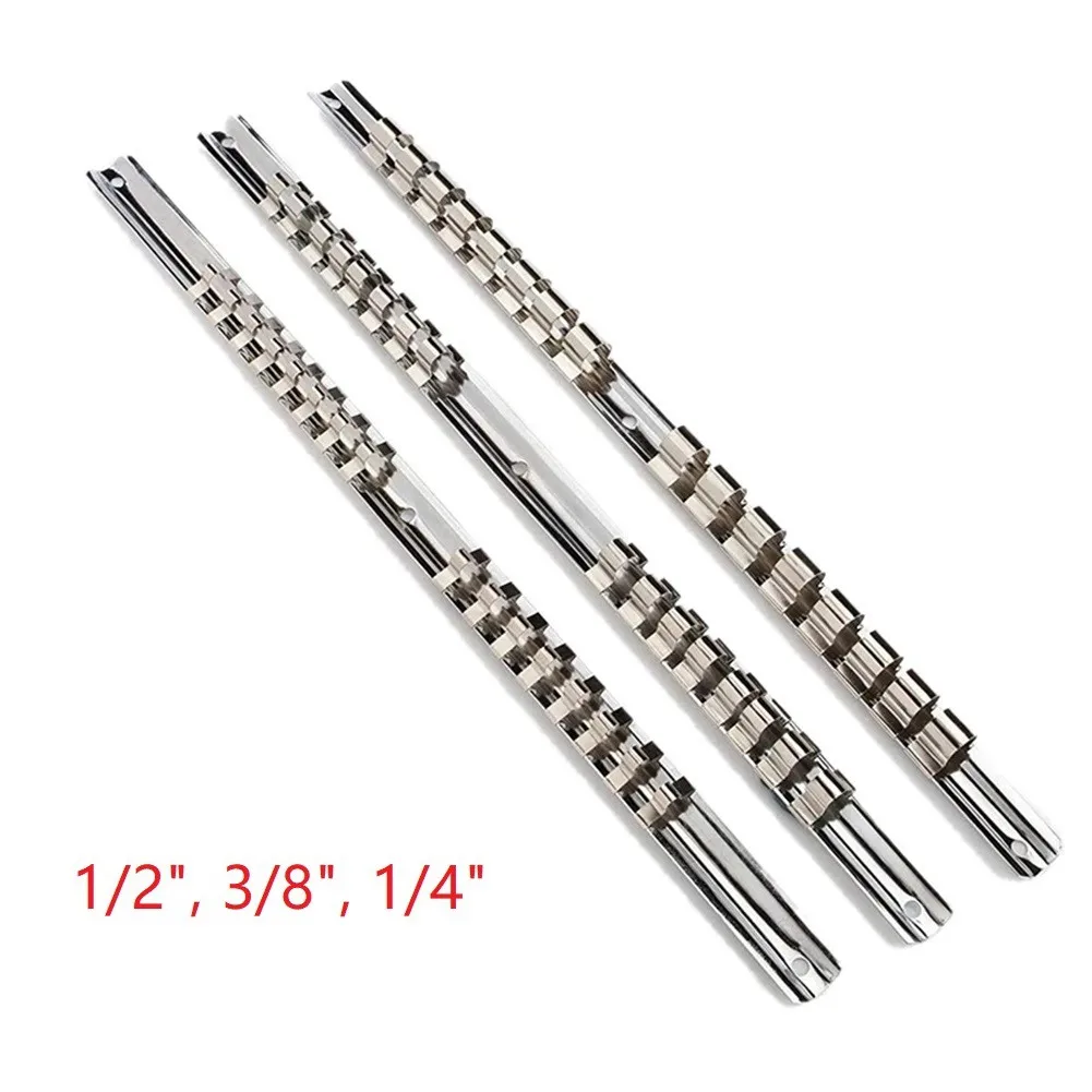

Socket Organizer Socket Rack Holder Socket Storage Rack Rails 1/2 1/4 3/8 Inch With 16 Clips On Rail Tool Storage Hand Tools