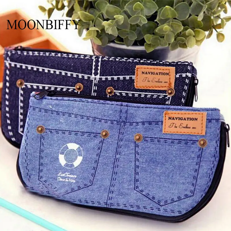 

Креативная Холщовая Сумка На Молнии для карандашей, Вместительная дорожная косметичка для хранения, студенческий органайзер для карандаше...