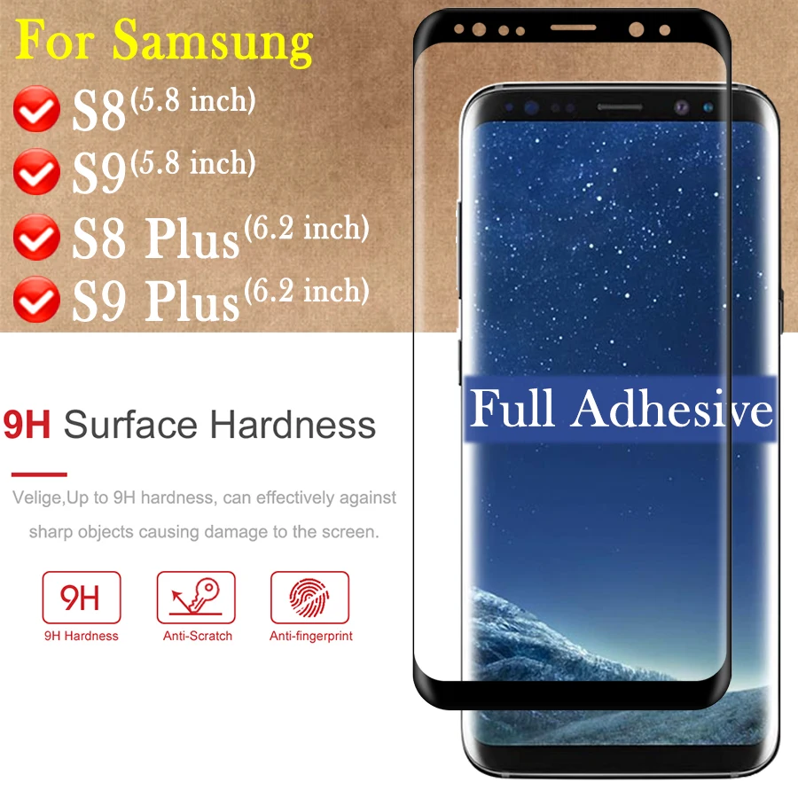 Для samsung s8 plus защита экрана galaxy s9 защитное стекло s9plus s8plus s 8 9 8s 9s 8splus 3D изогнутый