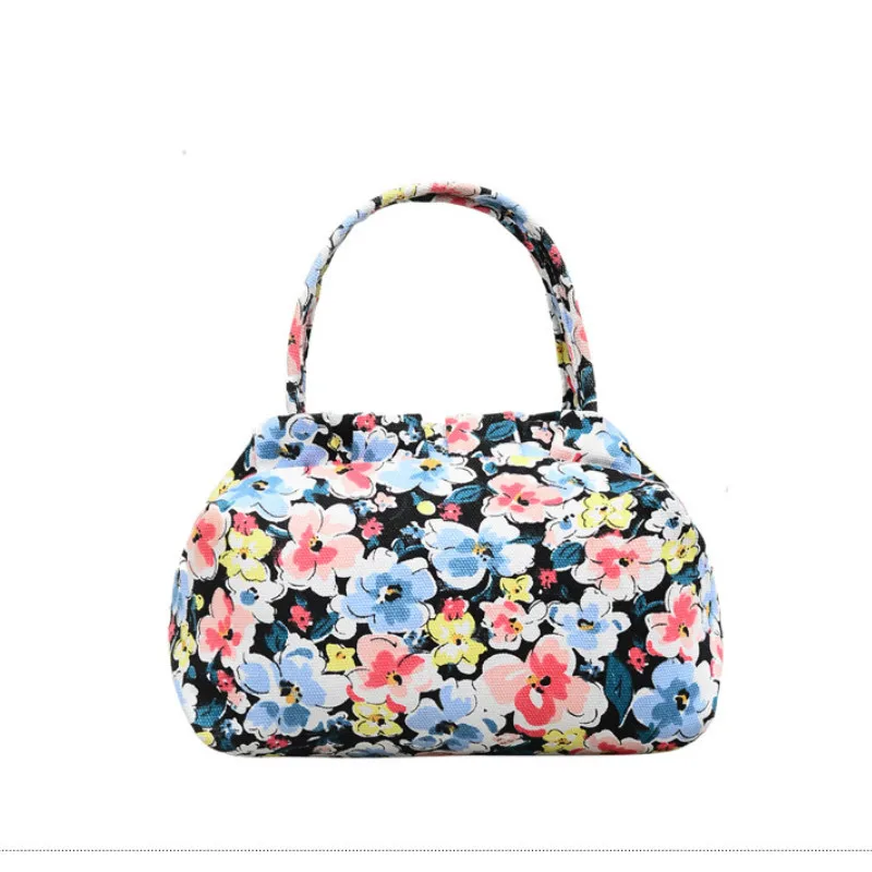 

2021 New Canvas Women Bags Casual Flower Handbag Small Bag Convenient Zipper Lunch Bag Mini Universal Small Square Bag