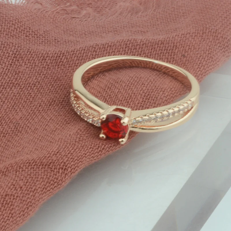 Женское кольцо с фианитом FJ обручальные кольца цвета розового золота 585 пробы 4 5