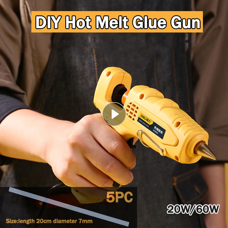 

20/60W Hot Melt Glue Gun With 5PC 7mm Glue Sticks Manual Glue Gun Industrial Mini Guns Thermo Electric Heat Temperature Tool DIY