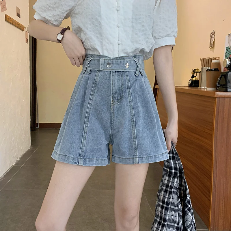 

Small 150cm Denim A- line Shorts Women's Summer 2021 Summer Thin High Waist Slimming Jeans Super Short Shorts