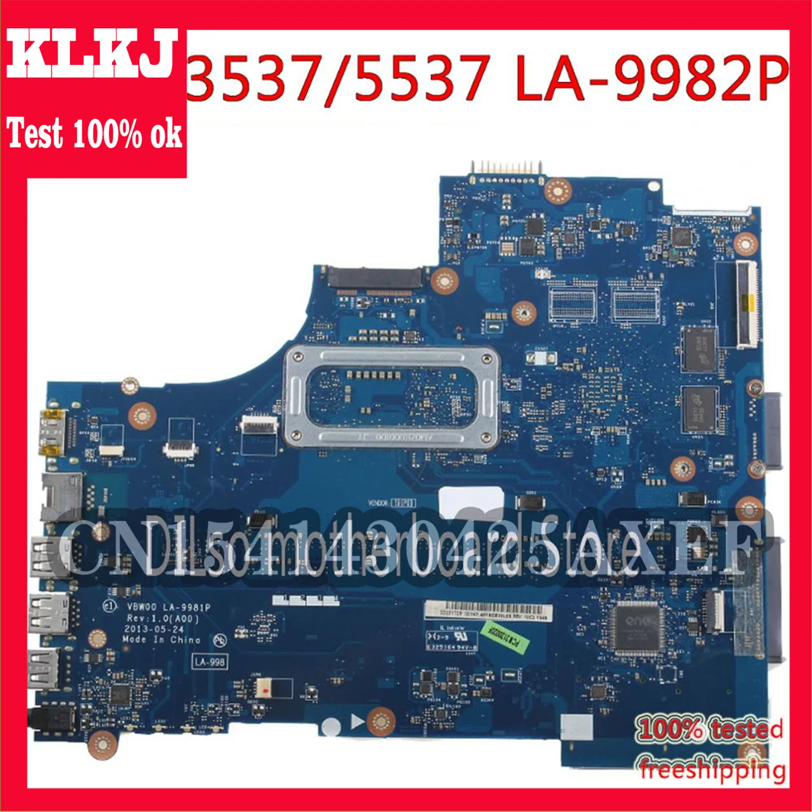 

KLKJ LA-9982P Motherboard For Dell 15R 3537 5537 Laptop Motherboard I3-4005/I3-4010 CPU Original Test Mainboard