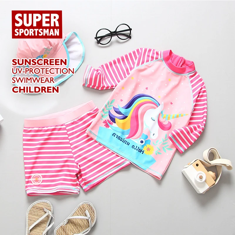 Детский слитный купальник с радужным единорогом для серфинга Детская мультяшная