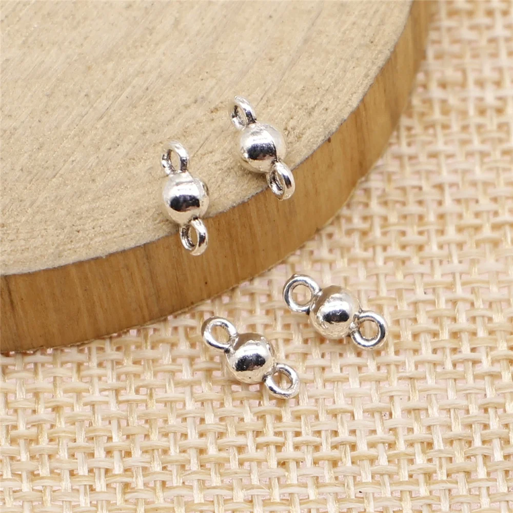 

40pcs Diy Earrings Jewelry Accessories 4x8mm Small Ball Pendant Connector Charms Zinc Alloy Antique Silver Color