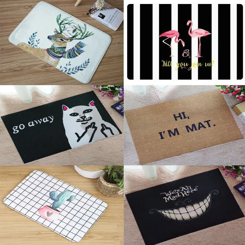 Креативный Противоскользящий коврик для двери ворсистый с принтом лося и кота