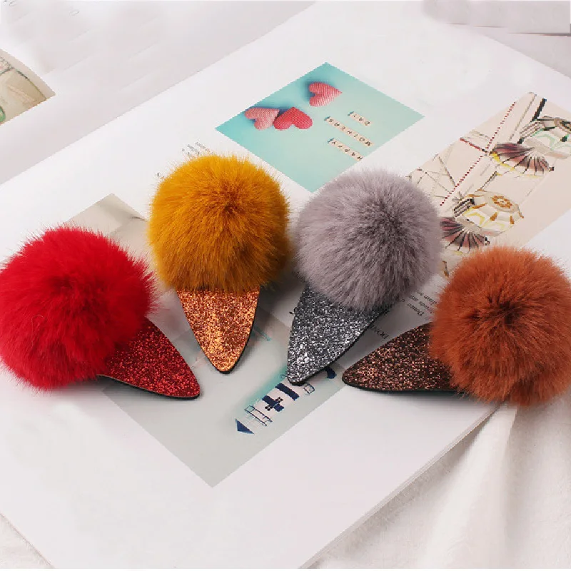 Горячая Распродажа мягкий искусственный мех Шпилька для волос с зажимом