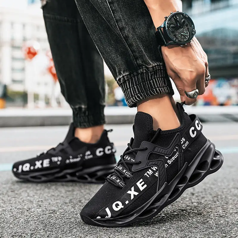 New Arrivals White Mesh Blade Shoes Men Chunky Sneakers Breathable Male Trainers Light Sports Running Shoes Men Drop-shipping