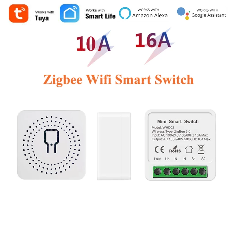 

Смарт-выключатель Tuya Zigbee, 10 А, 16 А, 3.0
