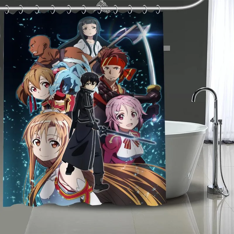 Занавеска для душа водонепроницаемая штора из полиэстера с крючком s Sword Art Online в