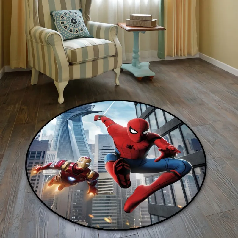 

100x100cm Spiderman Baby Playmat Home Decorative Round Carpet Printed Round Area Rugs Parlor Bedroom Floor Mat Anti-slip