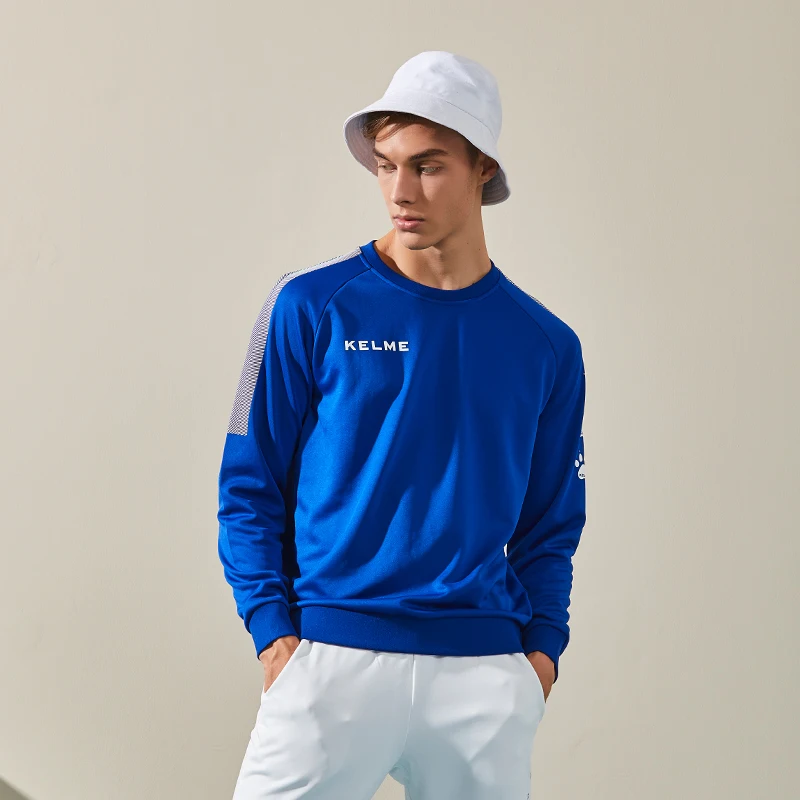 KELME, мужская спортивная толстовка с вырезом лодочкой, большой размер, длинный рукав, Повседневная Толстовка, тренировочный свитер, 3891370