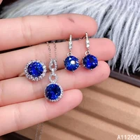 kjjeaxcmy fine jewelry 925 sterling silver inlaid natural sapphire female ring pendant earring set lovely supports test