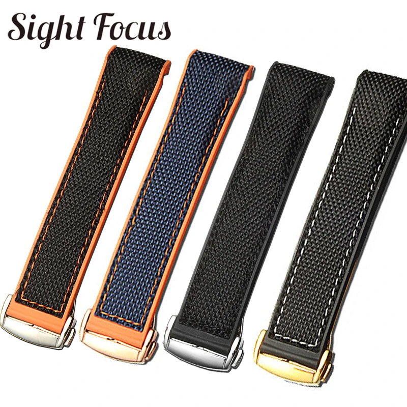 Ремешок мужской нейлоновый с резиновой подкладкой 22 мм для часов Omega Seamaster