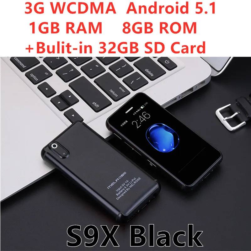 Mini celular Phone Melrose S9 Plus S9P S9X Ultra Slim Student mobile phone Quad Core 1GB 8GB Smallest Android Smartphone PK XS - Цвет: S9X Black In 32G