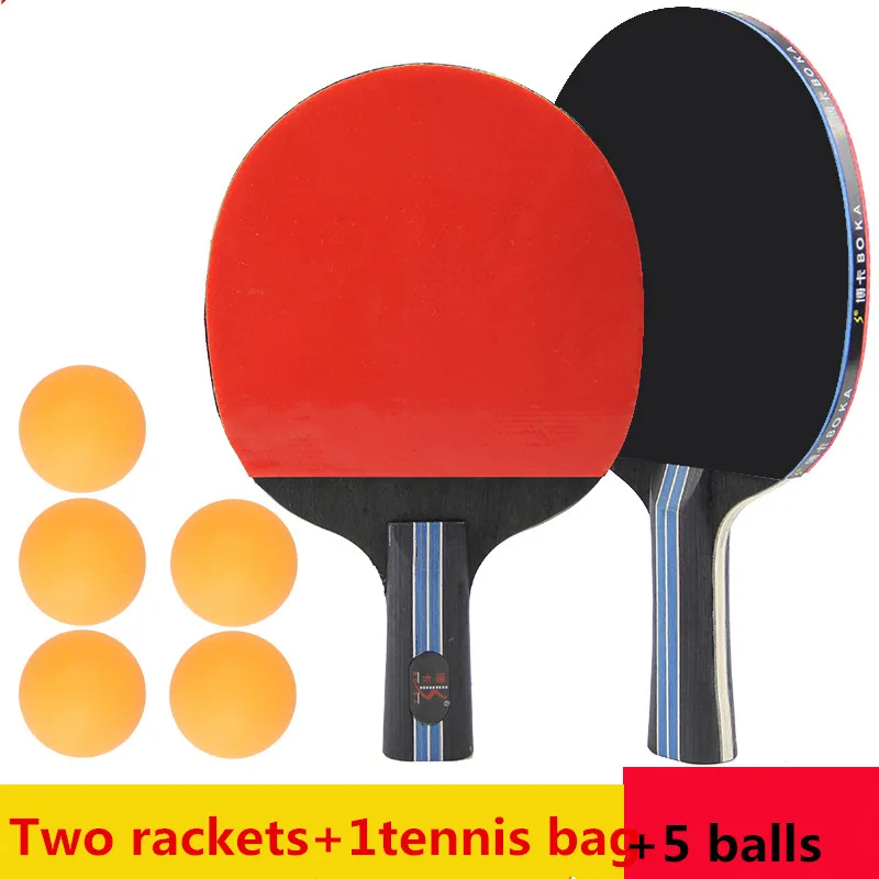 

High Quality 3&4 Stars Table Tennis Rackets Double Racquets+5 Ping-pong Balls for Beginners N4