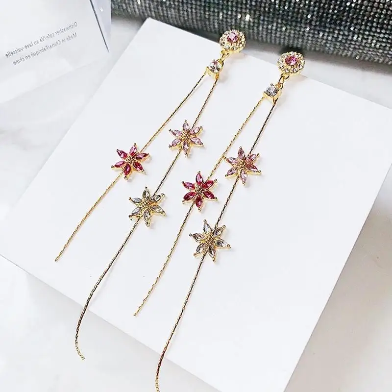 Модные Красочные Стразы венок ракушка висячие серьги для женщин девушек цветок