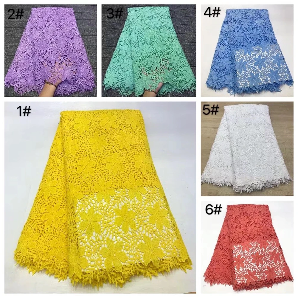 Анна желтая нигерийская гипюровая кружевная Водорастворимая Ткань 2022