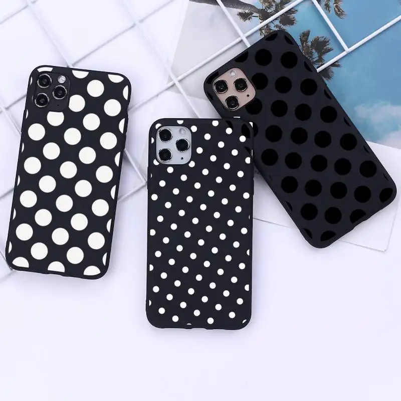 

Black White Polka Dot Phone Case for iphone 13 12 11 Pro Mini XS MAX 8 7 Plus X 2020 XR cover