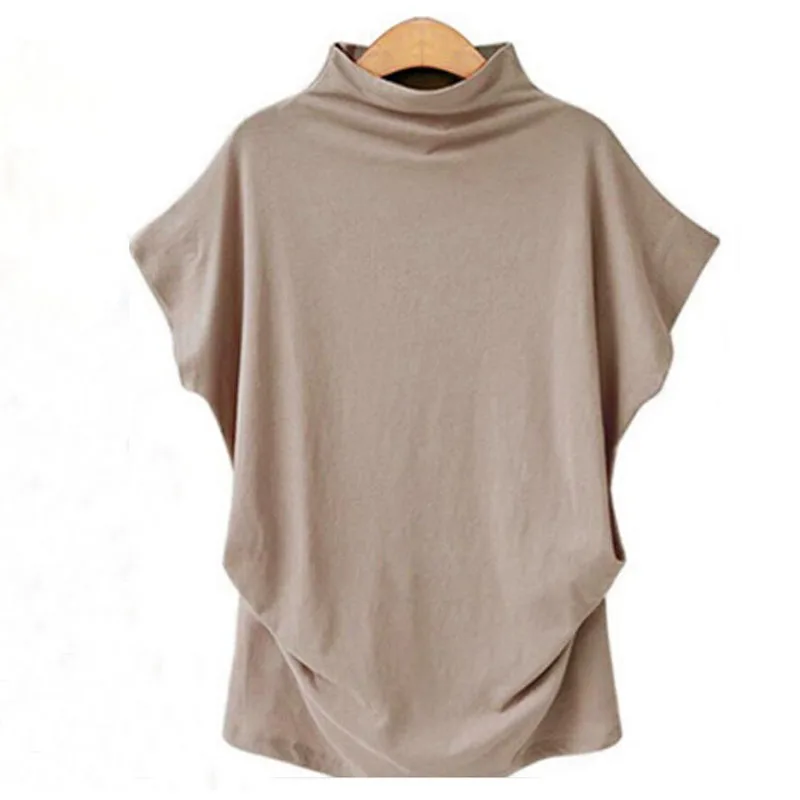 Blusas mujer de moda 2019 женские топы короткий рукав одноцветная водолазка черные рубашки