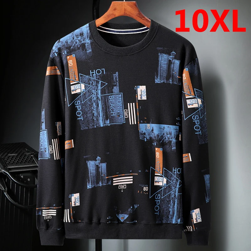 Размера плюс 10XL Кофты для мужчин Хип Хоп Уличная Повседневный пуловер Толстовка