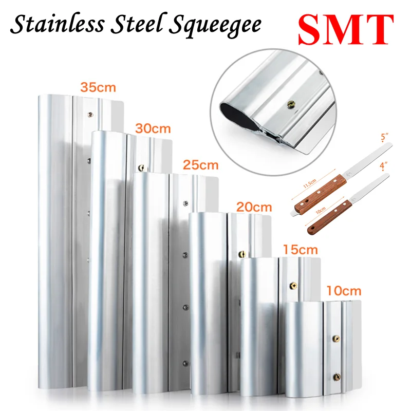 

10/15/20/25/30CM Stainless Steel Silk Screen Printing Squeegee Scraper Board SMT Tools Stencil Spatula With Handle Tool Parts