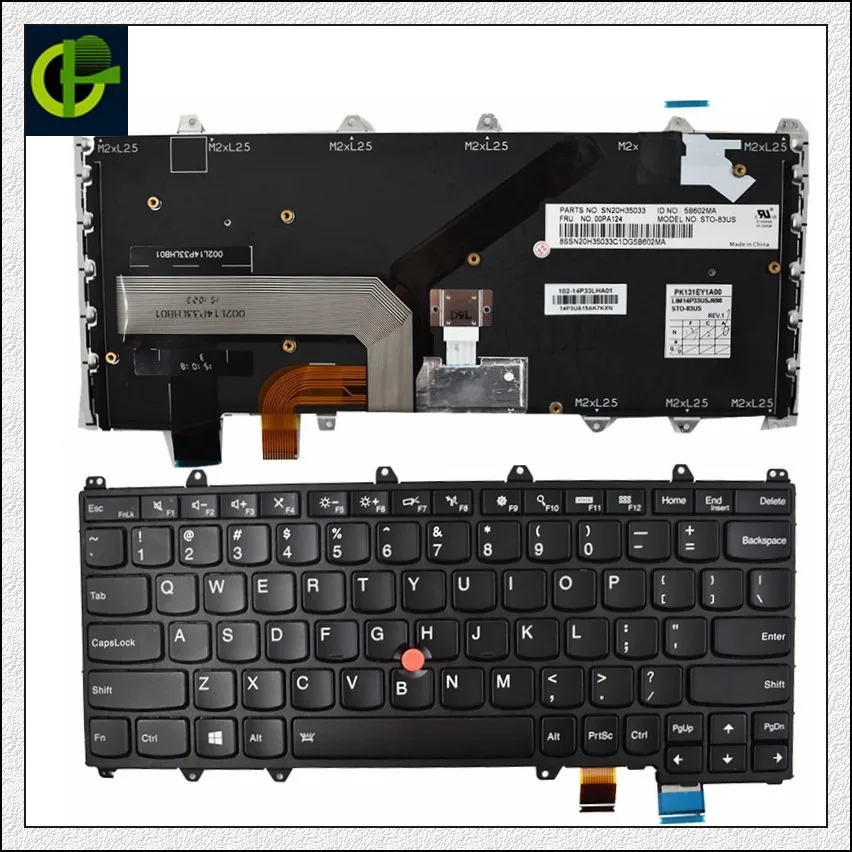Оригинальная английская клавиатура с подсветкой для LENOVO ThinkPad Yoga 260 370 X380 / S1 4TH 01HW575