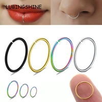 2 pcslot hip hop surgical stainless steel small round nose ring body clip hoop for women men cartilage piercing punk jewelry